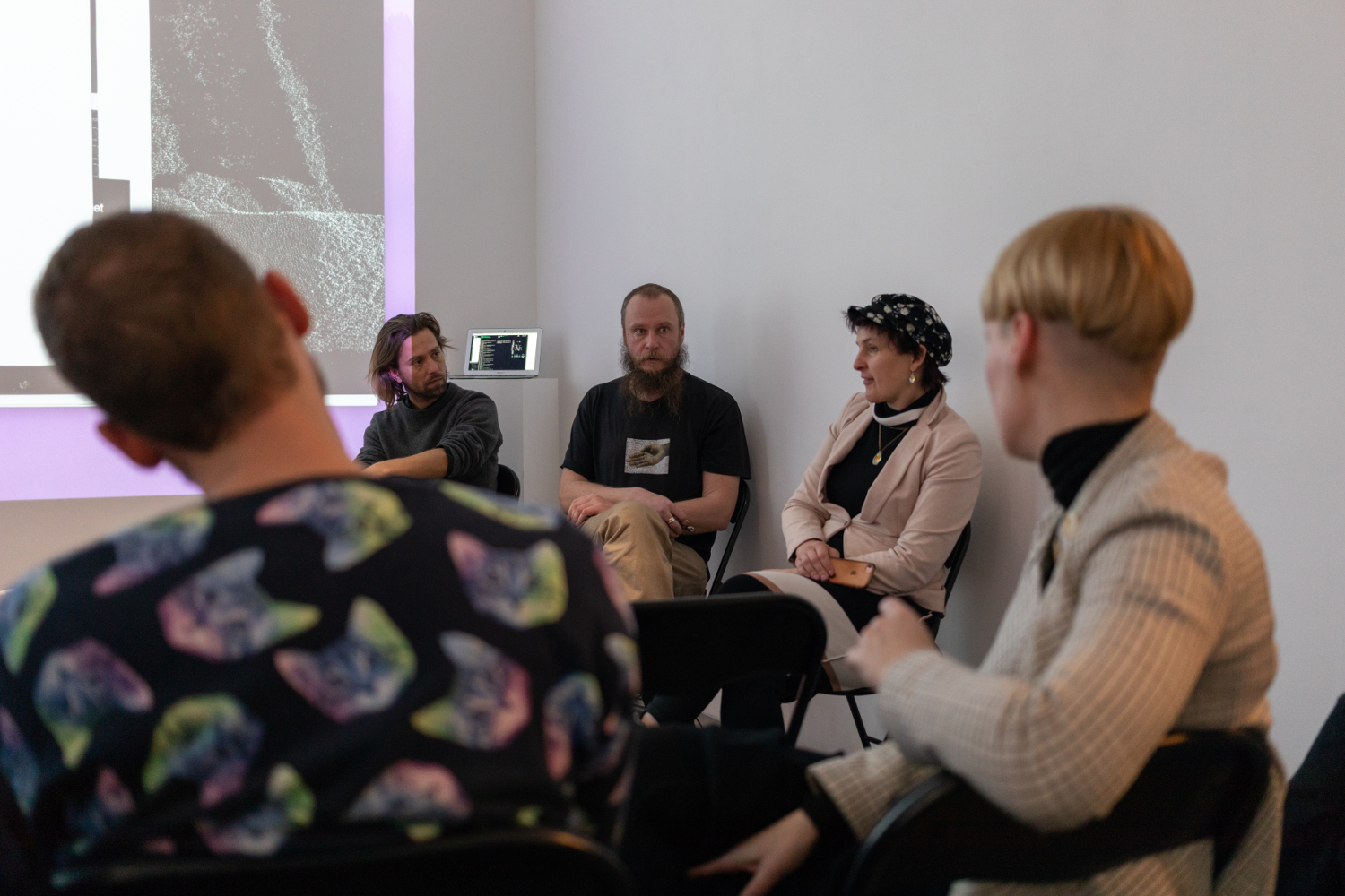 conversation between jacob remin, normunds kozlovs and rasa smite, photo by benjamin busch